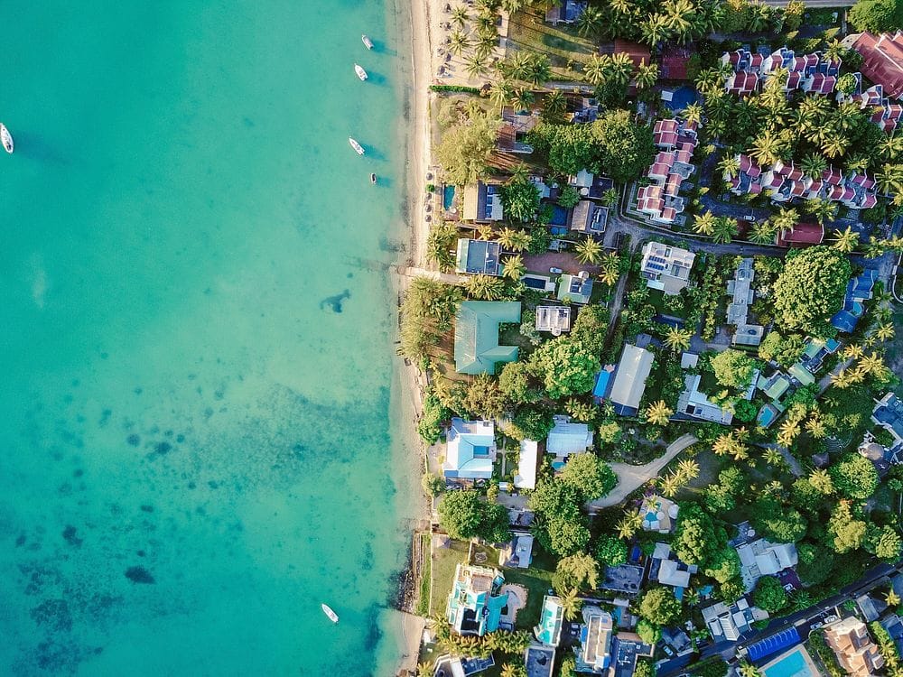 Turquoise lagoon and coastline of northern Mauritius